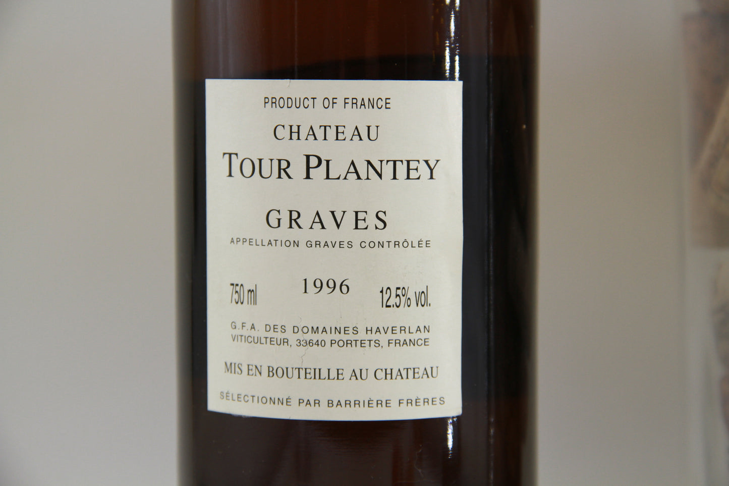 Chateau Tour plantey Graves 1996 - Eric-Dixvins
