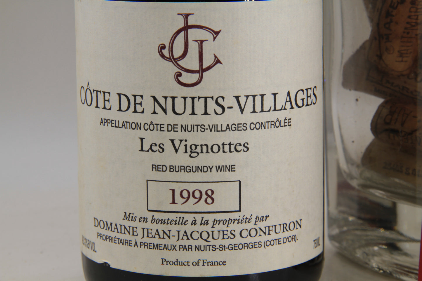 - Cotes De Nuits Villages " Les Vignottes " **1998 ** Jean Jacques Confuron - Eric-Dixvins