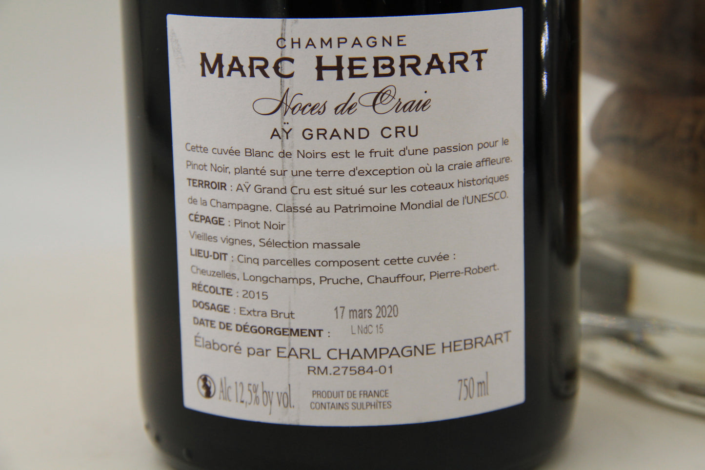 Champagne Grand Cru " Noces de Craie " **2015 ** Marc Herbrart - Eric-Dixvins