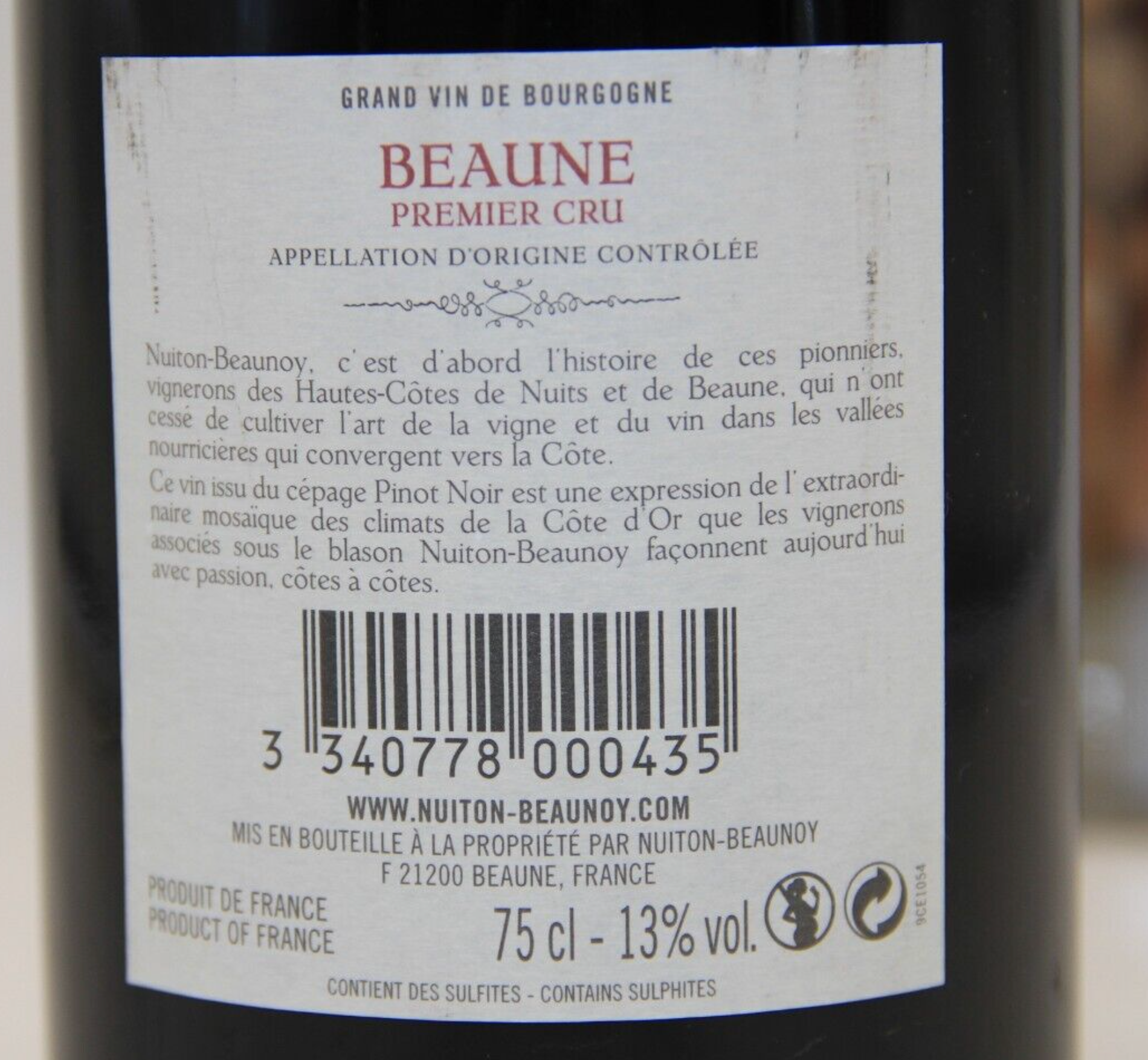 Beaune 1er Cru  ** 2015 ** Nuiton Beaunoy - Eric-Dixvins