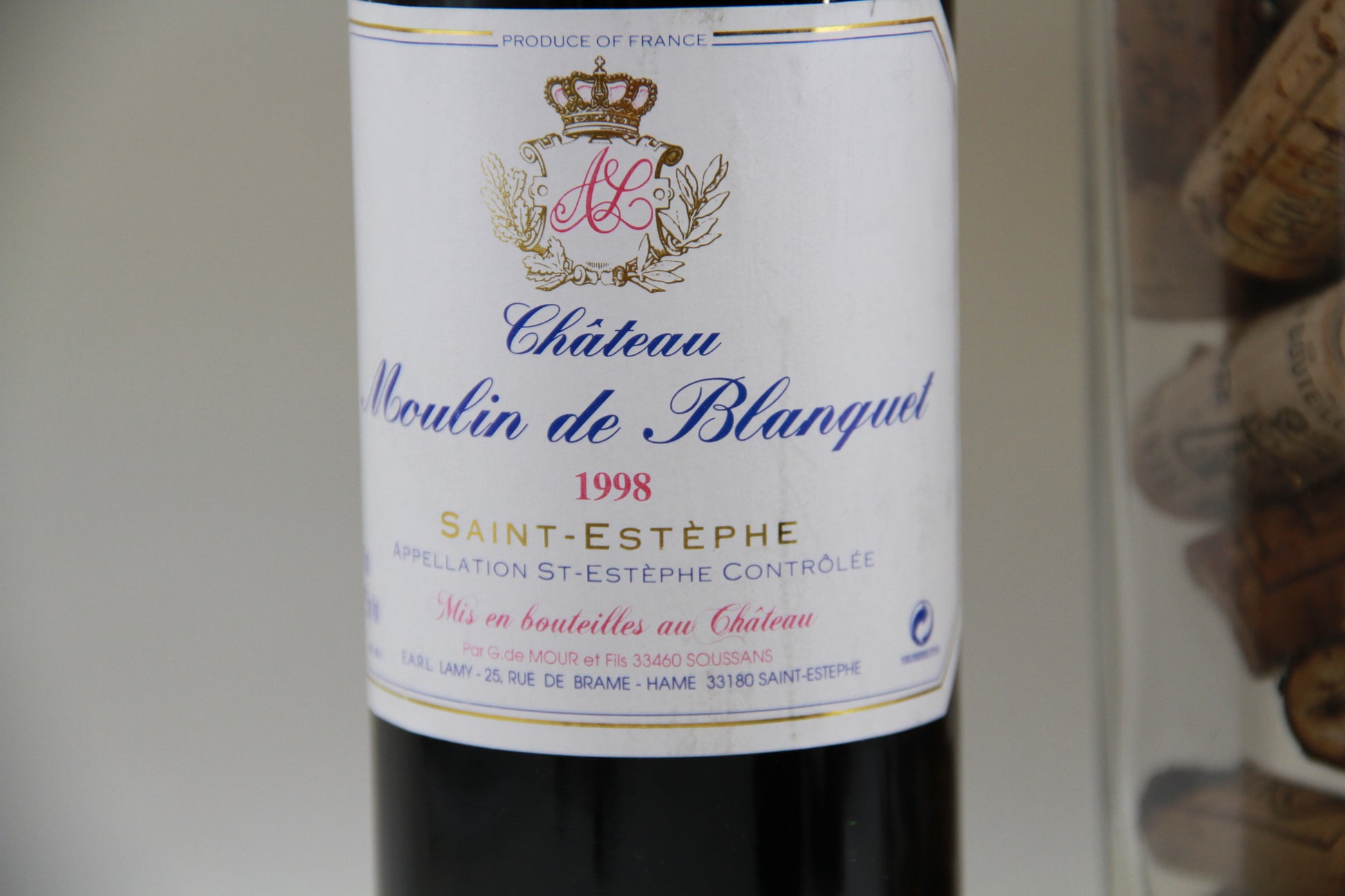 Chateau Moulin de Blanquet  ** 1998 ** Saint Estéphe - Eric-Dixvins