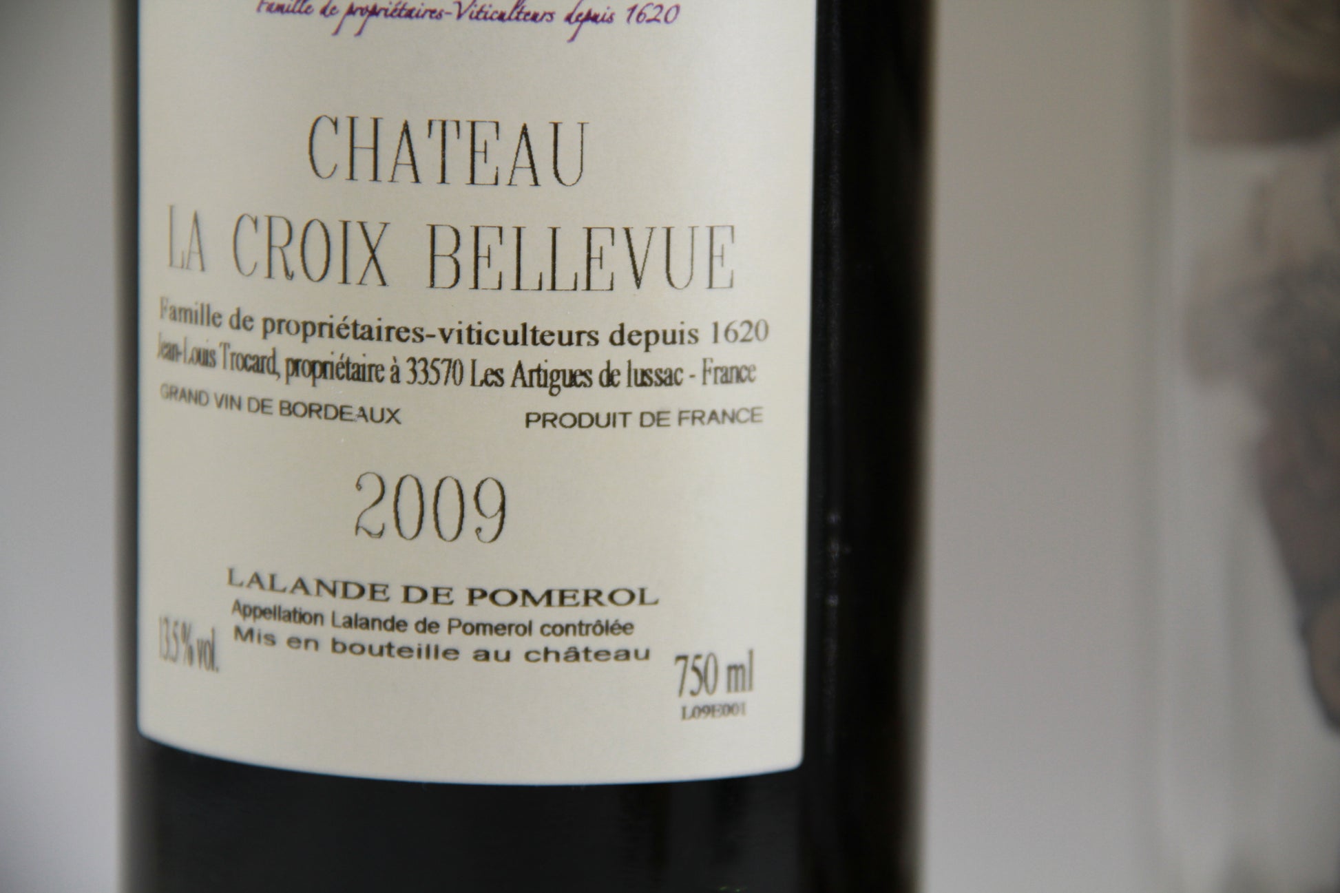 Chateau La Croix Bellevue  Lalande de Pomerol. 2009 - Eric-Dixvins