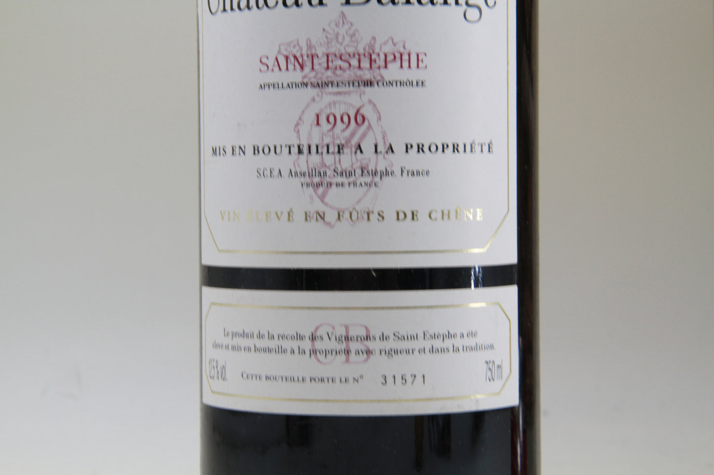 Chateau Balangé  Saint Estephe 1996