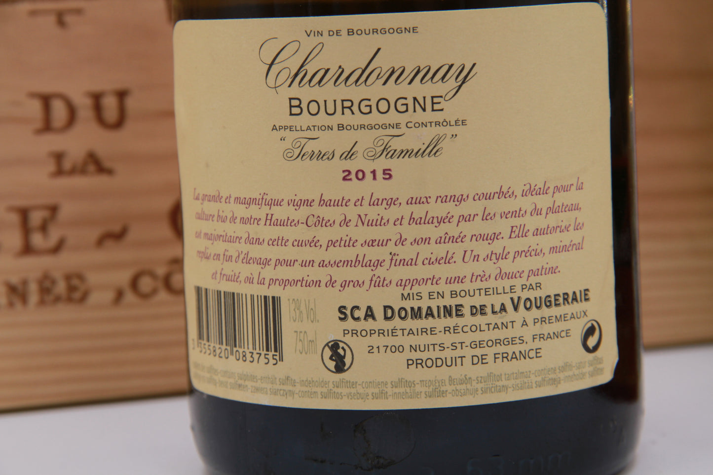 Chardonnay  Terres de Famille   Domaine de la Vougeraie.  2015