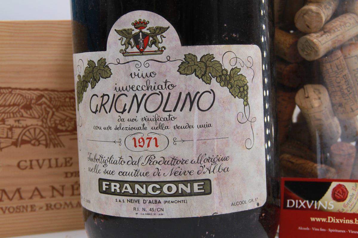 Grignolino Vino Invecchiato 1971 "Riserva del Nonno Battista" – Cantine Francone (Neive d'Alba) – Format Spécial 3,8 Litres