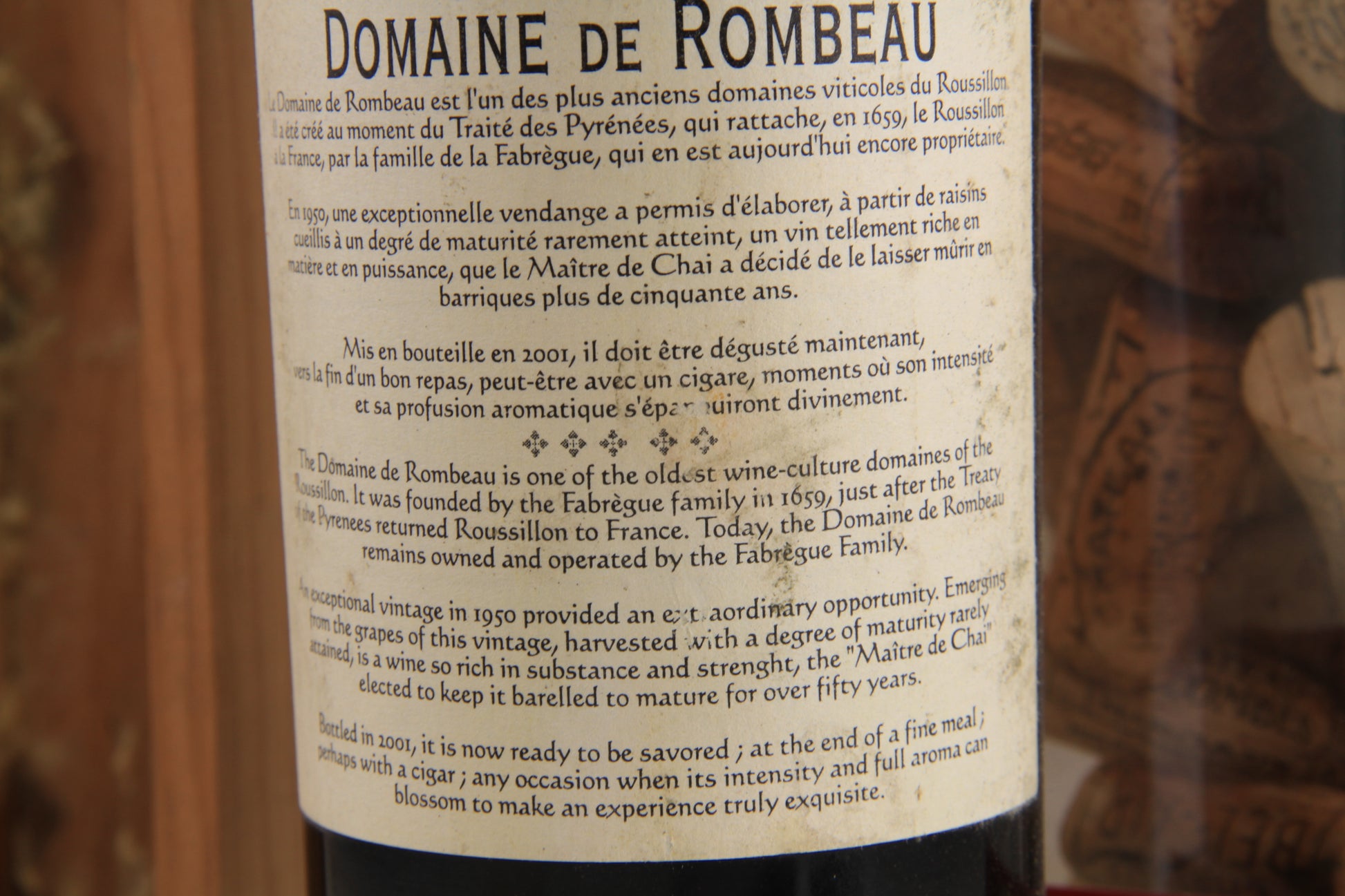 Rivesaltes ** 1950** Domaine de Rombeau - Eric-Dixvins