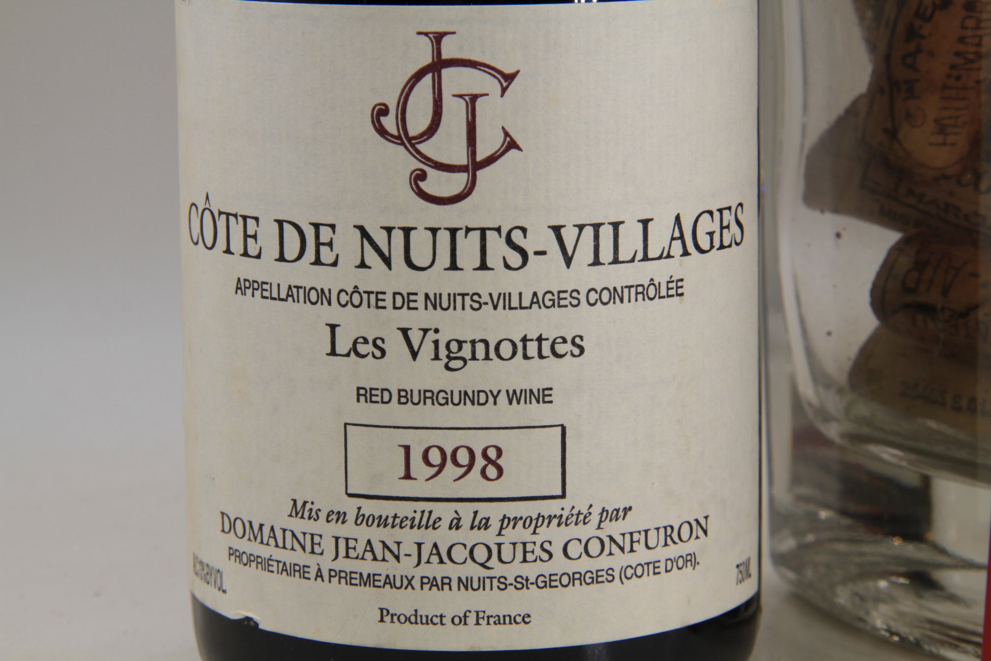 - Cotes De  Nuits Villages " Les Vignottes "  **1998 **  Jean Jacques Confuron - Eric-Dixvins