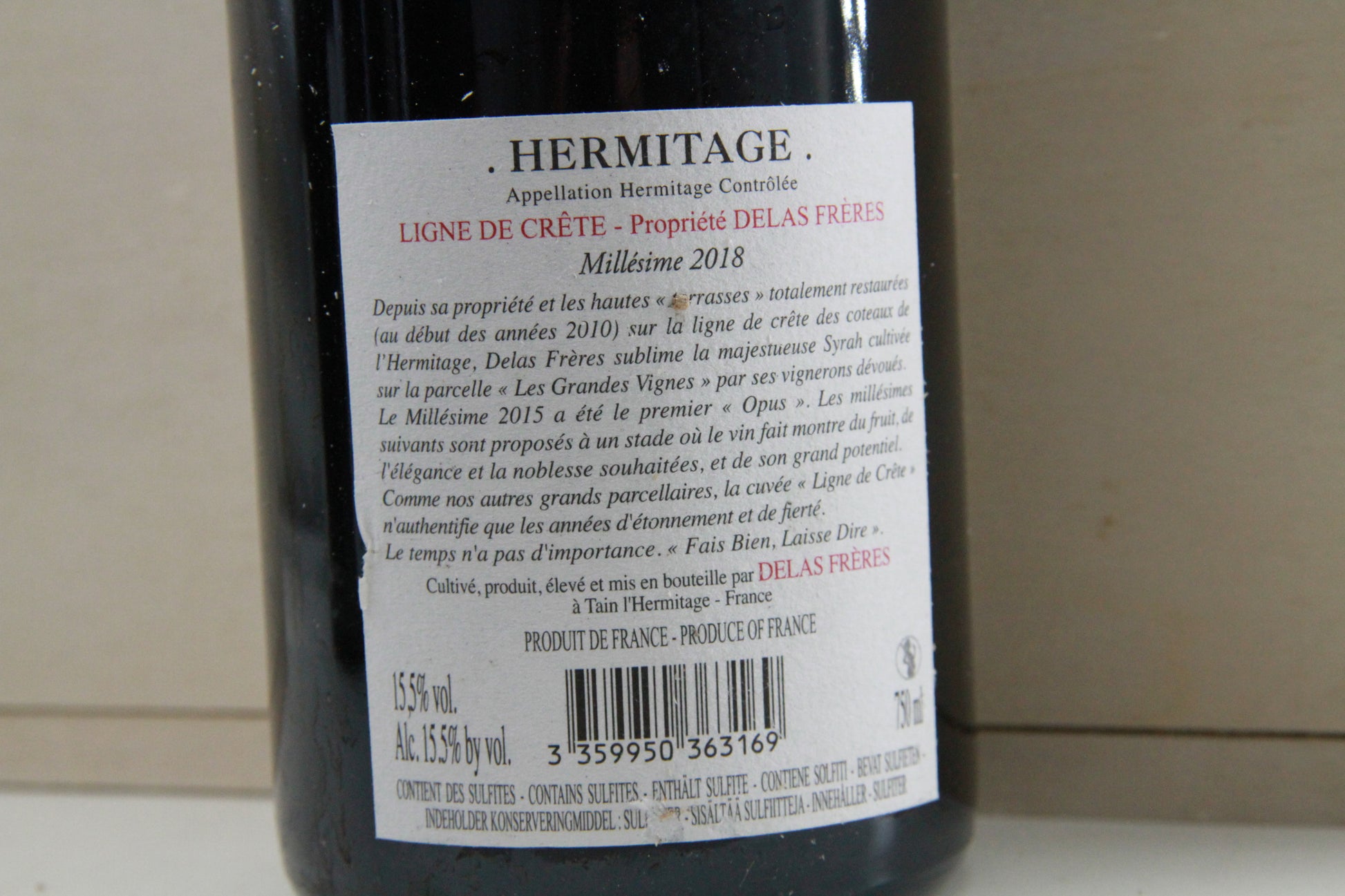 Hermitage "Ligne De Crête". ** 2018 **  Delas - Eric-Dixvins