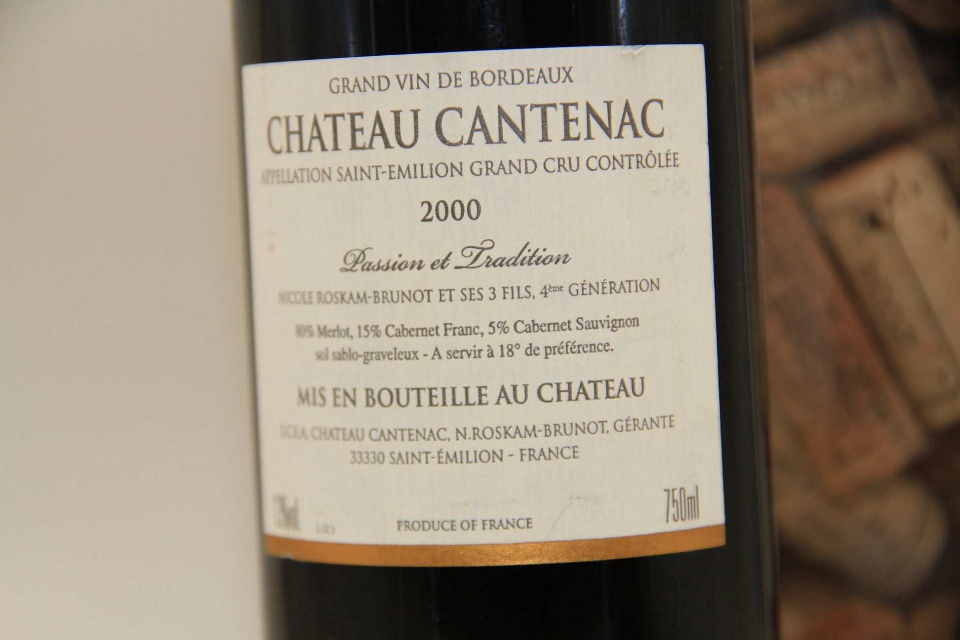 Chateau Cantenac ** 2000 ** Saint Emilion Grand Cru - Eric-Dixvins