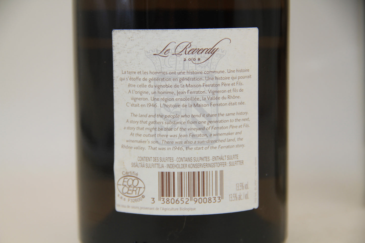 -Hermitage blanc "Les Reverdy"  **2008** Ferraton - Eric-Dixvins