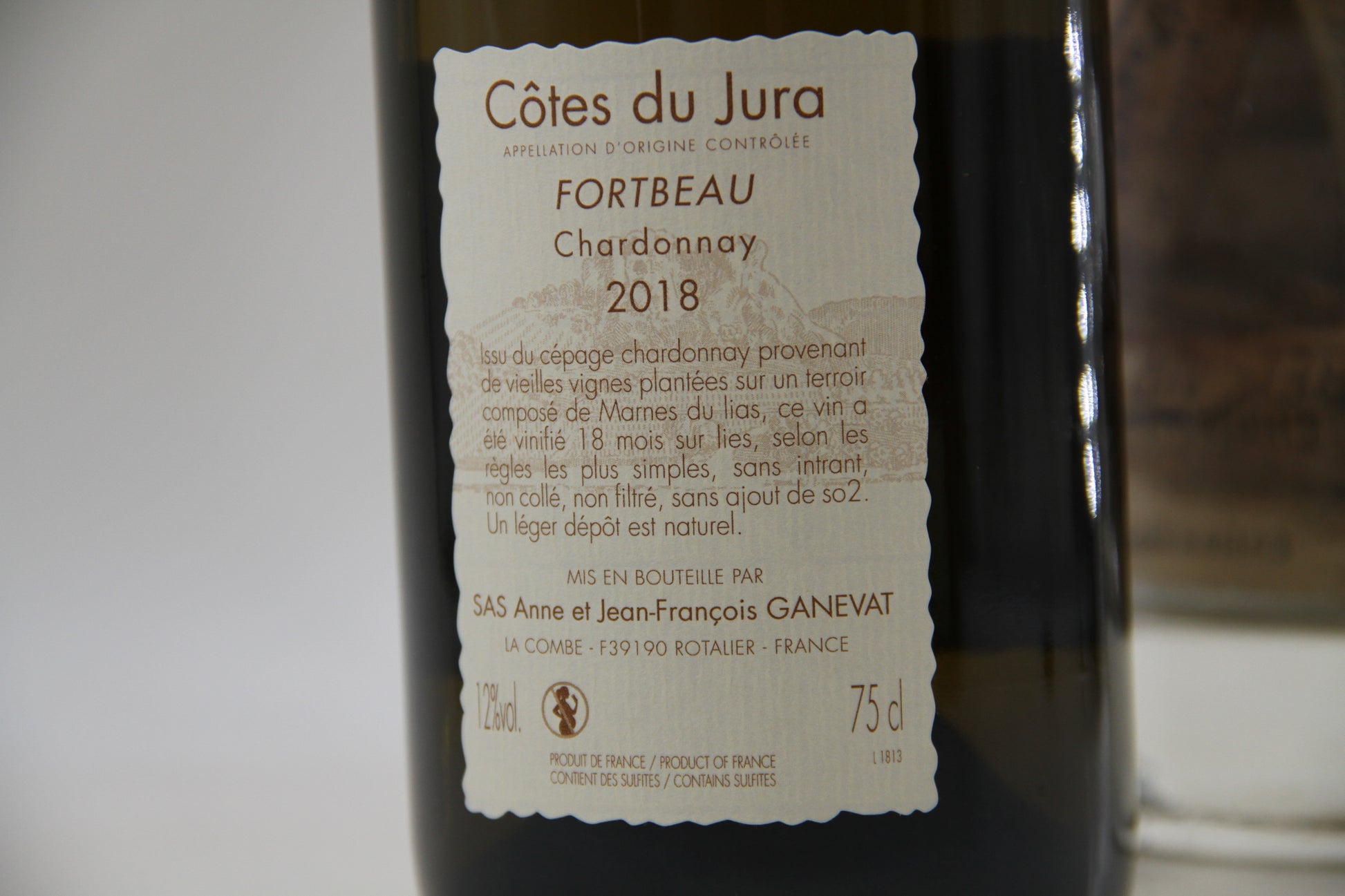 Cotes de jura "Fortbeau " Chardonnay *2018* ANNE & JEAN FRANCOIS GANEVAT - Eric-Dixvins