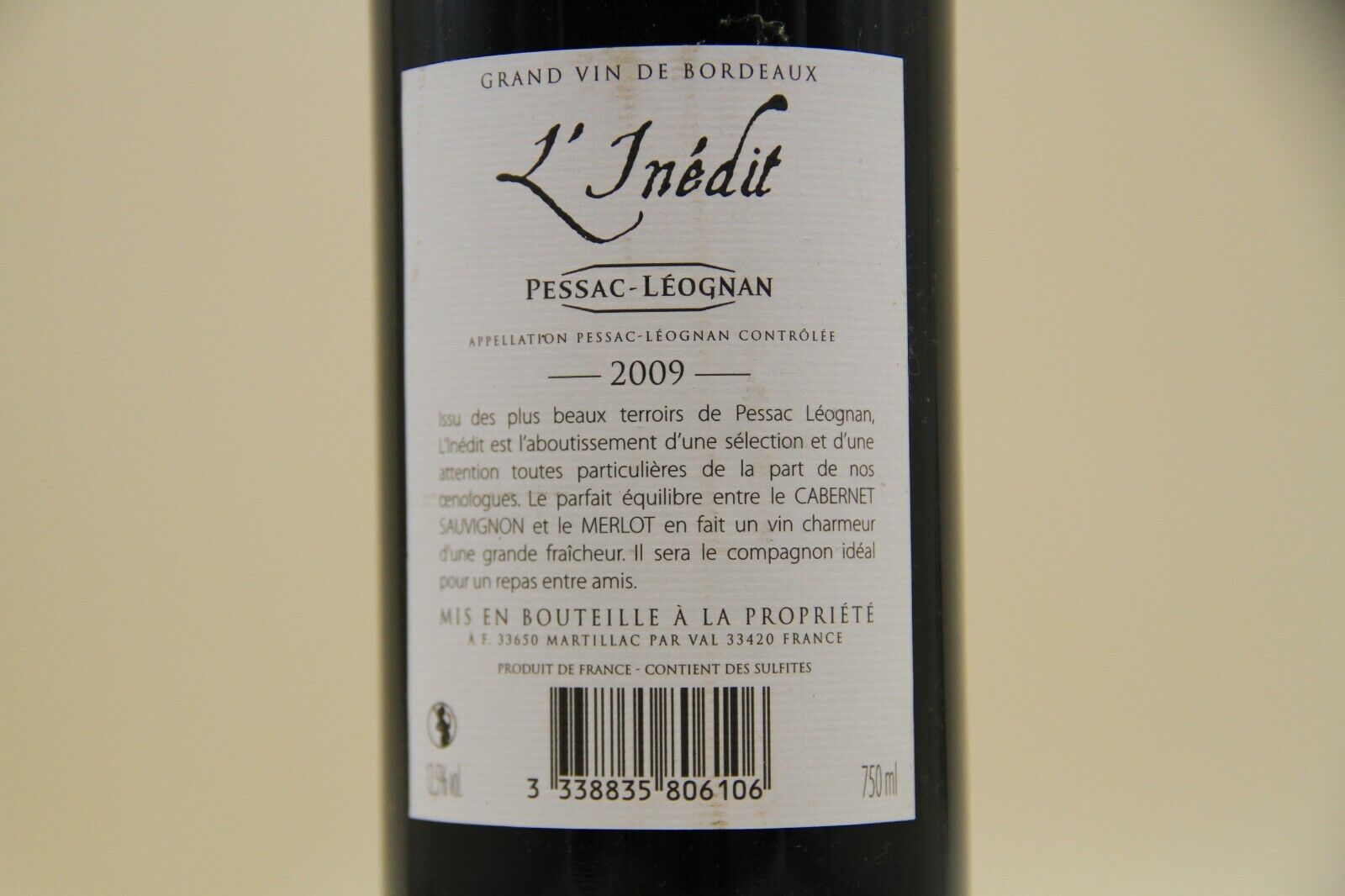 L' Inedit  ** 2009 ** Pessac Leognan - Eric-Dixvins